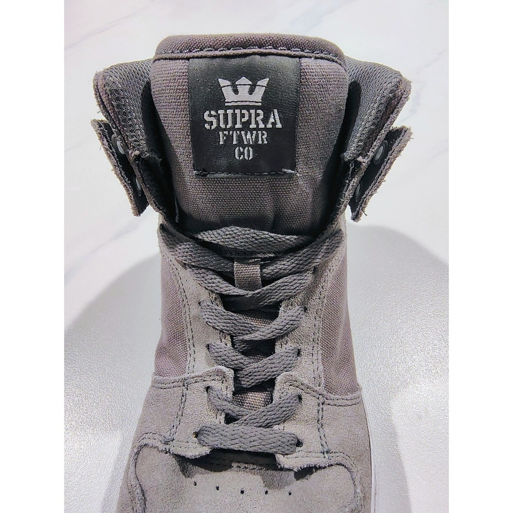 Supra Mens Vaider Skate Shoes Sneakers High Top Gray Suede Canvas 8.5 - Picture 5 of 11